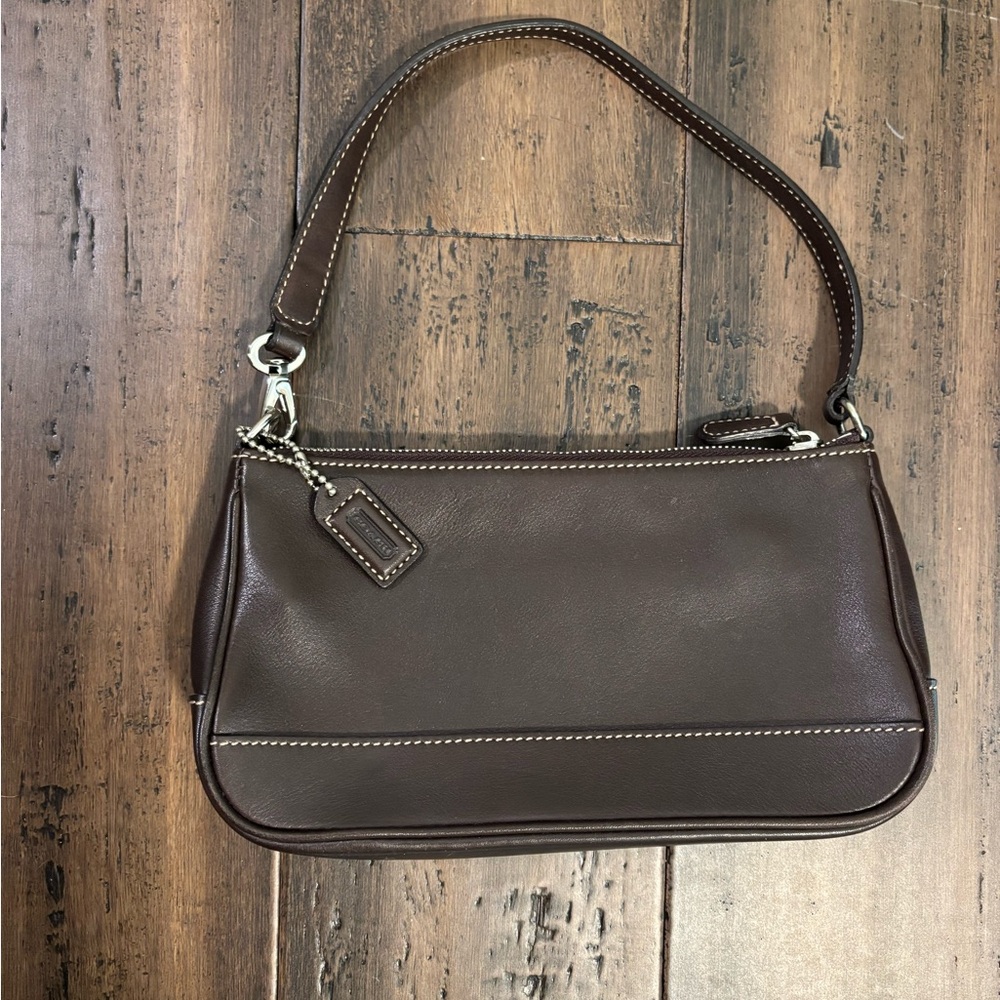 Vintage Coach Dark Brown Leather Shoulder Bag